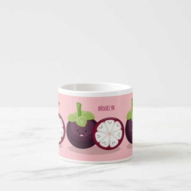 illustration av tecknaden Cute lila mangosteen Espressomugg (Framsidan)