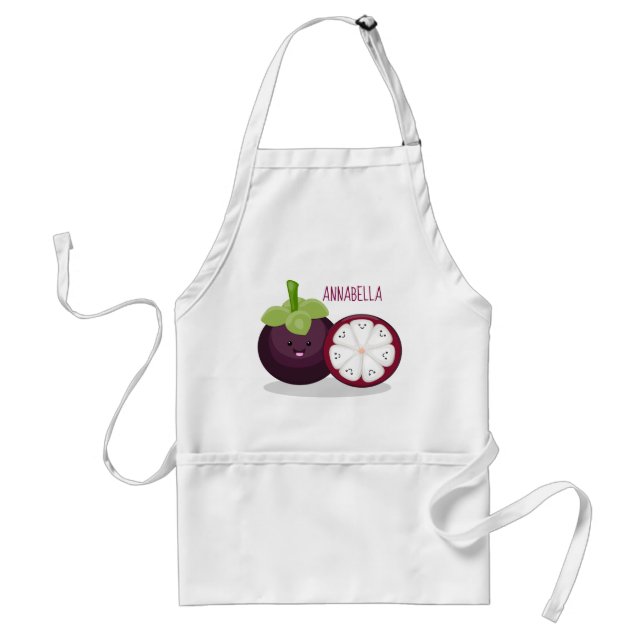 illustration av tecknaden Cute lila mangosteen Förkläde (Framsidan)