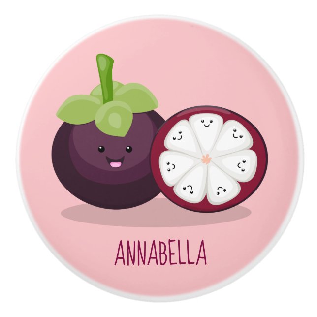 illustration av tecknaden Cute lila mangosteen Knopp (Framsidan)