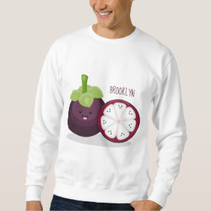 illustration av tecknaden Cute lila mangosteen Lång Ärmad Tröja