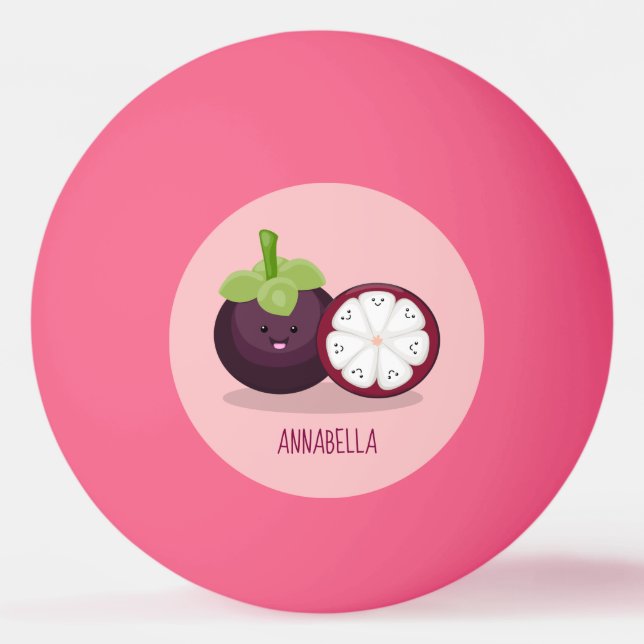 illustration av tecknaden Cute lila mangosteen Pingisboll (Framsidan)