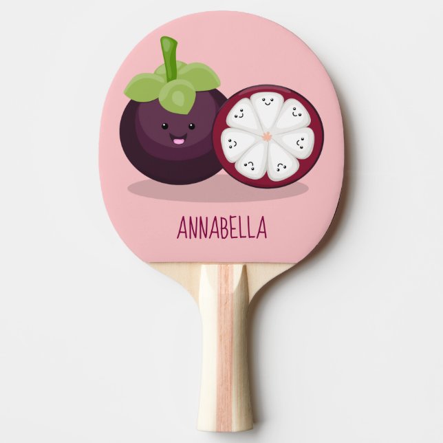 illustration av tecknaden Cute lila mangosteen Pingisracket (Framsidan)