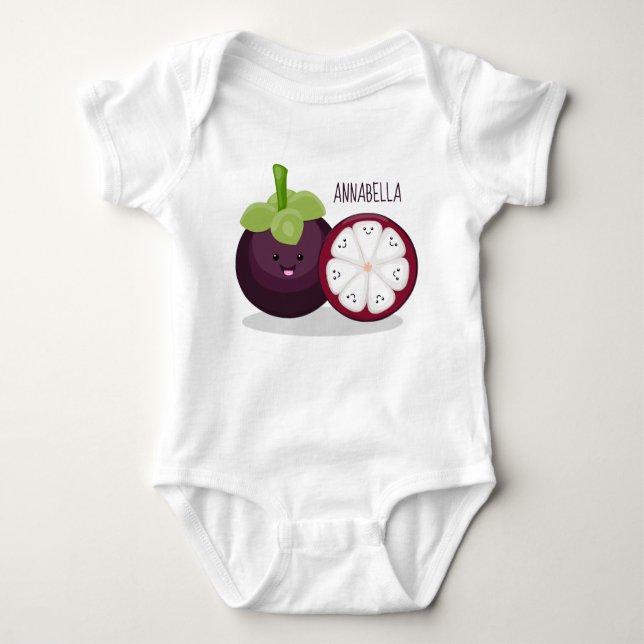 illustration av tecknaden Cute lila mangosteen T Shirt (Framsida)