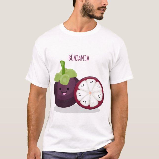 illustration av tecknaden Cute lila mangosteen T Shirt (Framsida)