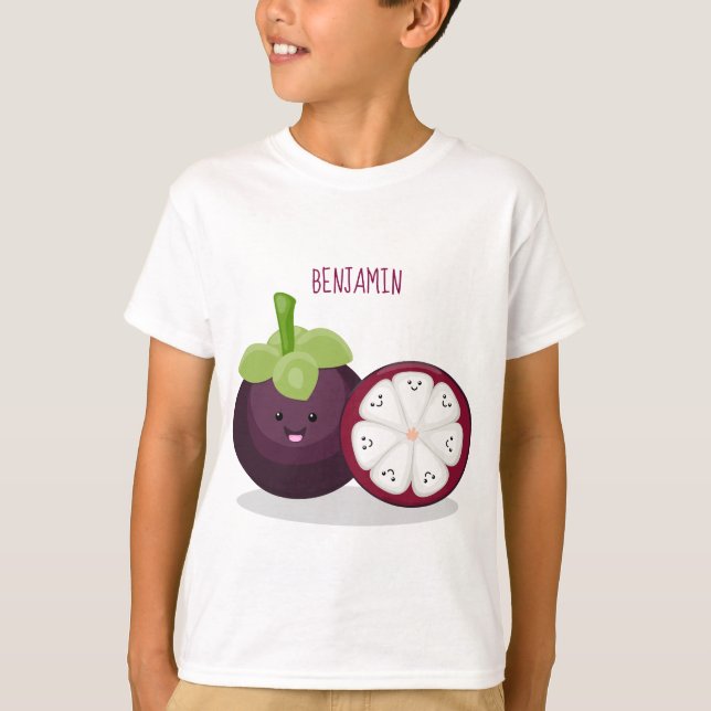 illustration av tecknaden Cute lila mangosteen T Shirt (Framsida)