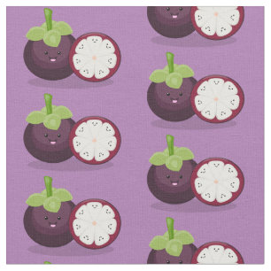 illustration av tecknaden Cute lila mangosteen Tyg