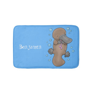 illustration av tecknaden Cute lycklig baby platyp Badrumsmatta