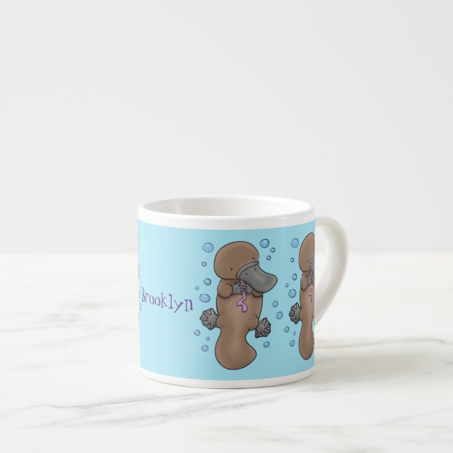 illustration av tecknaden Cute lycklig baby platyp Espressomugg (Framsida höger)