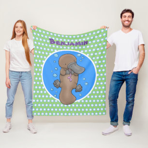 illustration av tecknaden Cute lycklig baby platyp Fleecefilt