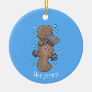 illustration av tecknaden Cute lycklig baby platyp Julgransprydnad Keramik