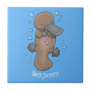 illustration av tecknaden Cute lycklig baby platyp Kakelplatta