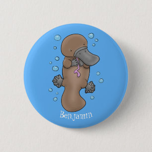illustration av tecknaden Cute lycklig baby platyp Knapp
