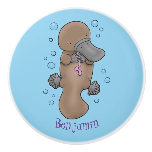 illustration av tecknaden Cute lycklig baby platyp Knopp (Framsidan)