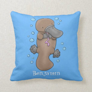 illustration av tecknaden Cute lycklig baby platyp Kudde