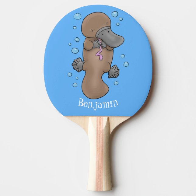 illustration av tecknaden Cute lycklig baby platyp Pingisracket (Framsidan)