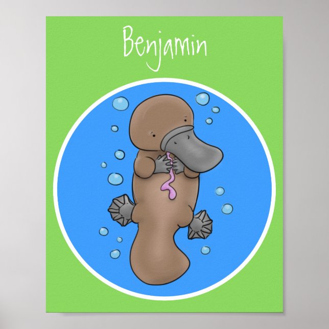 illustration av tecknaden Cute lycklig baby platyp Poster (Framsidan)