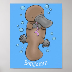 illustration av tecknaden Cute lycklig baby platyp Poster