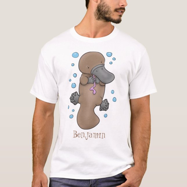 illustration av tecknaden Cute lycklig baby platyp T Shirt (Framsida)