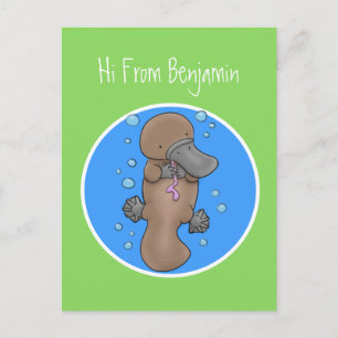 illustration av tecknaden Cute lycklig baby platyp Vykort