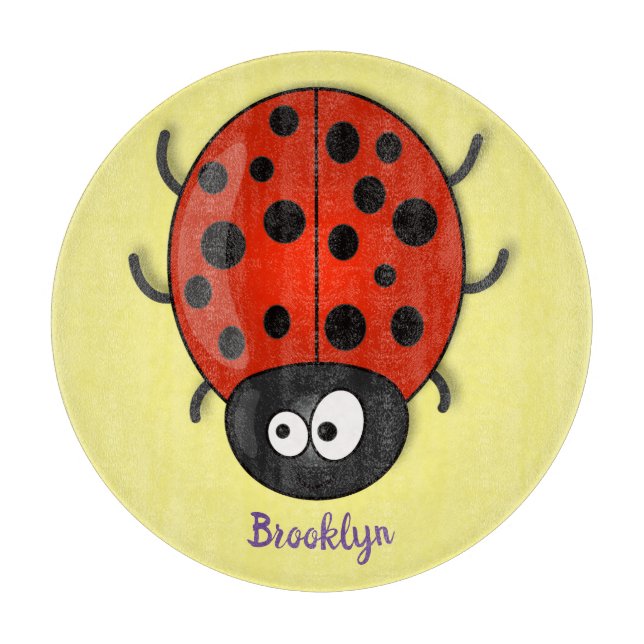 illustration av tecknaden Cute lycklig red ladybug (Framsidan)