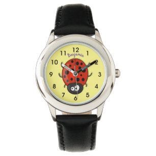 illustration av tecknaden Cute lycklig red ladybug Armbandsur