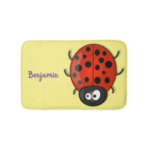 illustration av tecknaden Cute lycklig red ladybug Badrumsmatta
