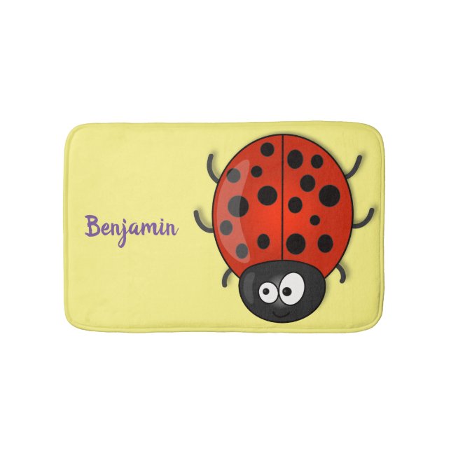 illustration av tecknaden Cute lycklig red ladybug Badrumsmatta (Framsidan)