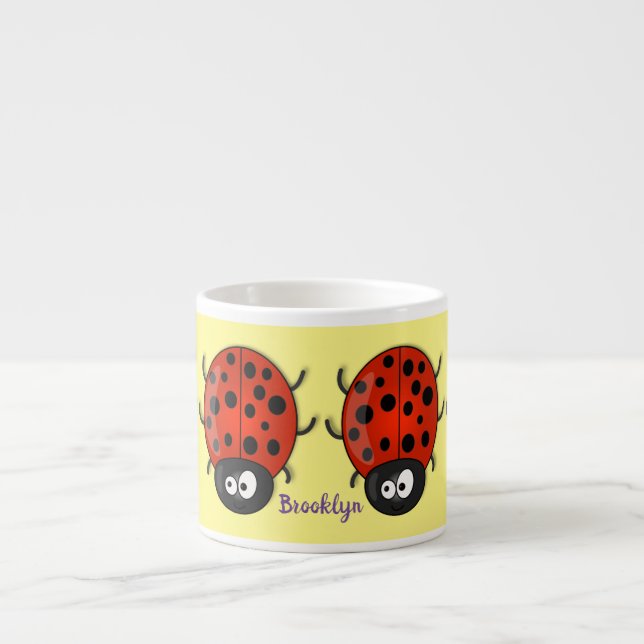 illustration av tecknaden Cute lycklig red ladybug Espressomugg (Framsidan)