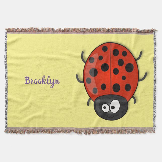 illustration av tecknaden Cute lycklig red ladybug Filt (Framsidan)