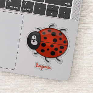 illustration av tecknaden Cute lycklig red ladybug Klistermärken