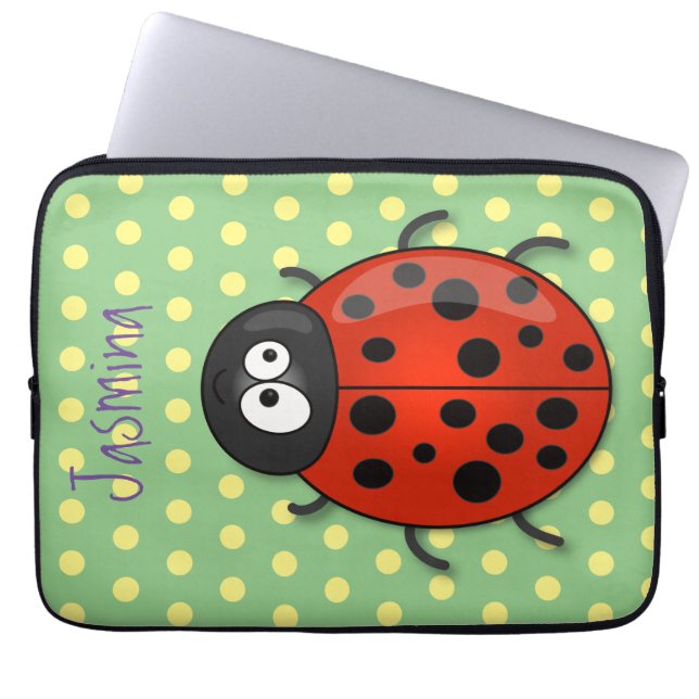 illustration av tecknaden Cute lycklig red ladybug Laptop Fodral (Framsidan)
