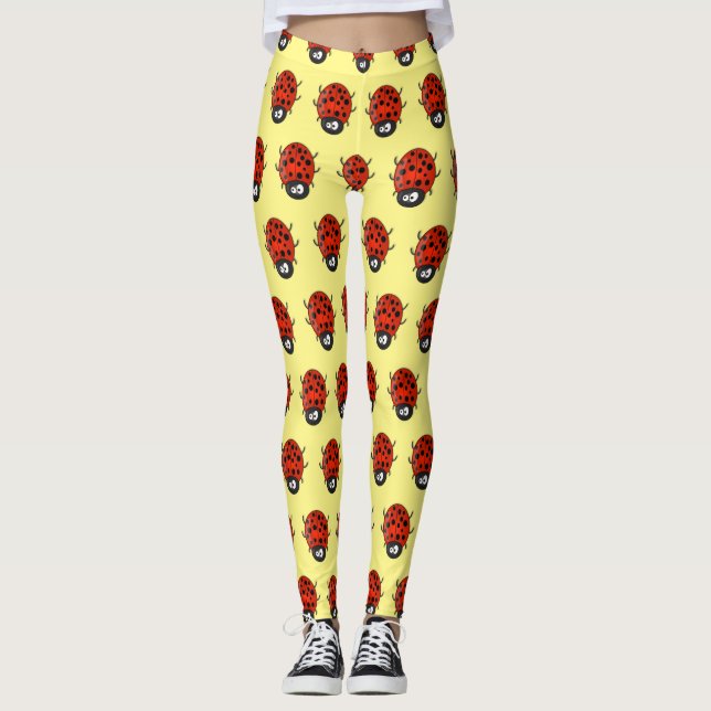 illustration av tecknaden Cute lycklig red ladybug Leggings (Framsida)