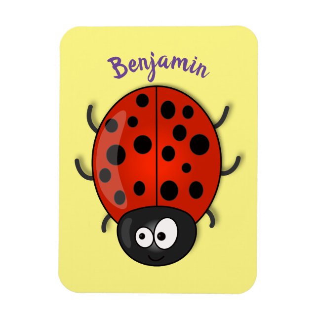 illustration av tecknaden Cute lycklig red ladybug Magnet (Vertikal)