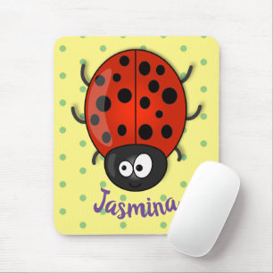 illustration av tecknaden Cute lycklig red ladybug Musmatta