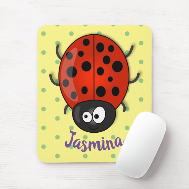 illustration av tecknaden Cute lycklig red ladybug Musmatta (Med mus)