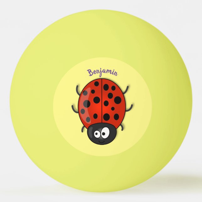 illustration av tecknaden Cute lycklig red ladybug Pingisboll (Framsidan)