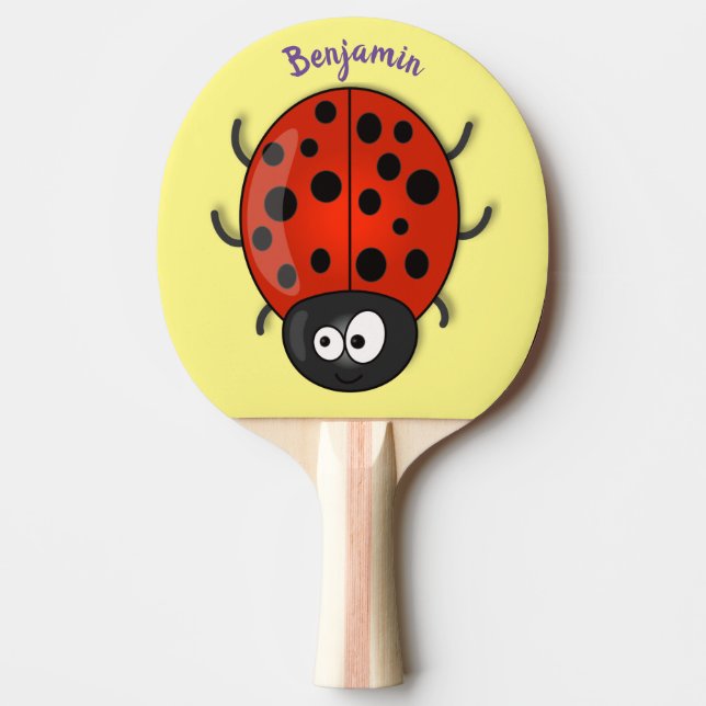 illustration av tecknaden Cute lycklig red ladybug Pingisracket (Framsidan)