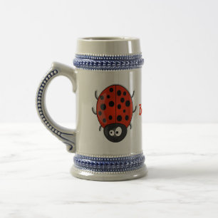 illustration av tecknaden Cute lycklig red ladybug Sejdel