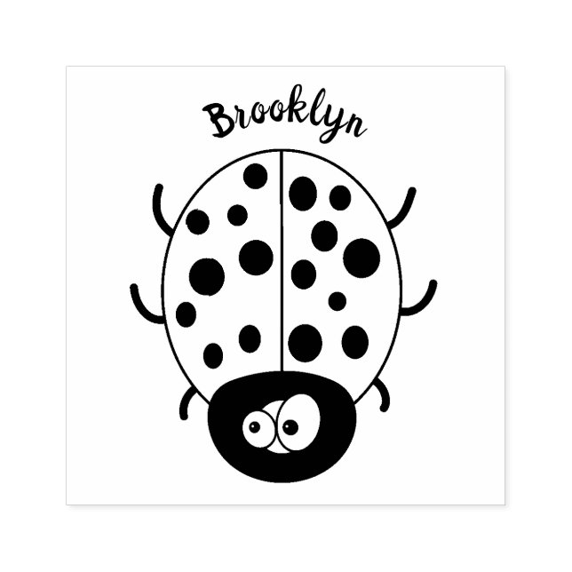 illustration av tecknaden Cute lycklig red ladybug Stämpel (Tryck)