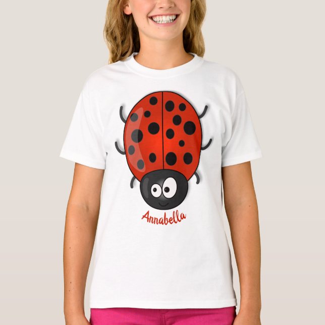 illustration av tecknaden Cute lycklig red ladybug T Shirt (Framsida)