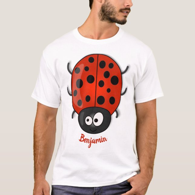 illustration av tecknaden Cute lycklig red ladybug T Shirt (Framsida)