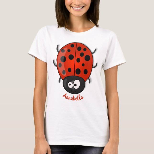 illustration av tecknaden Cute lycklig red ladybug T Shirt (Framsida)