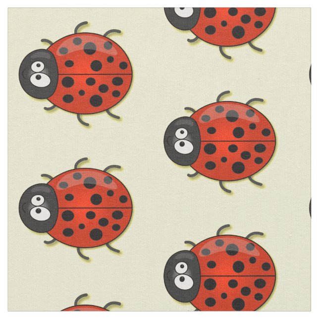 illustration av tecknaden Cute lycklig red ladybug Tyg (Närbild)