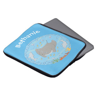 illustration av tecknaden Cute manta ray och bubbl Laptop Fodral