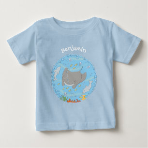 illustration av tecknaden Cute manta ray och bubbl T Shirt