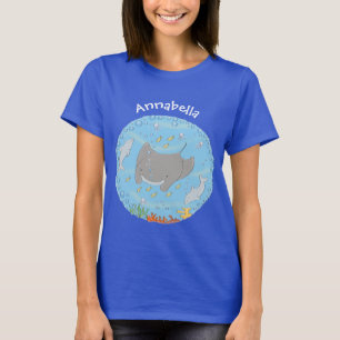 illustration av tecknaden Cute manta ray och bubbl T Shirt