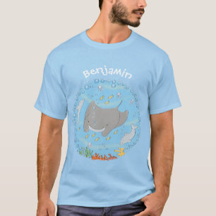 illustration av tecknaden Cute manta ray och bubbl T Shirt