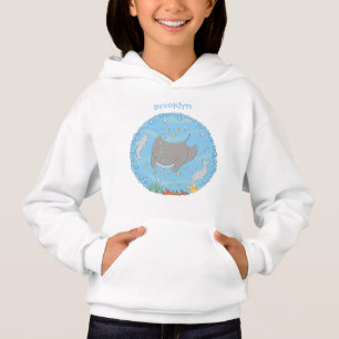 illustration av tecknaden Cute manta ray och bubbl T Shirt