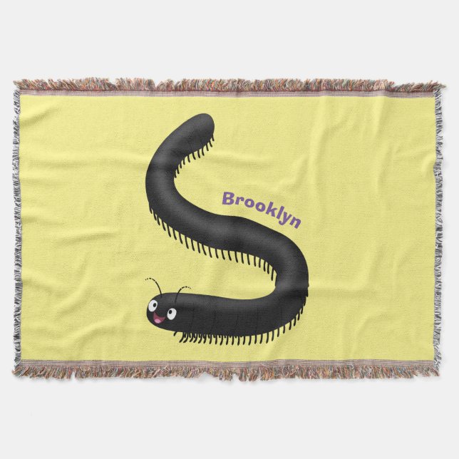 illustration av tecknaden Cute millipede Filt (Framsidan)