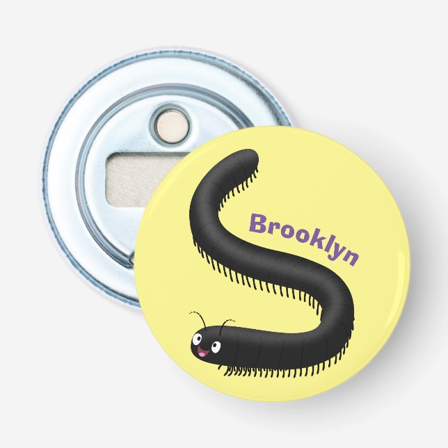 illustration av tecknaden Cute millipede Flasköppnare (Framsidan)